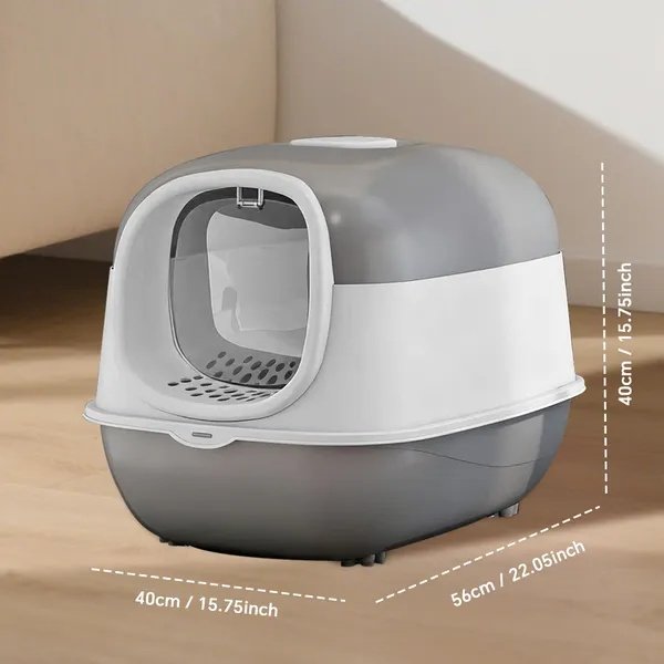 FurryHabit Enclosed Cat Litter Box with Lid | Spacious, Odor-Reducing & Easy-Clean Design - Image 2