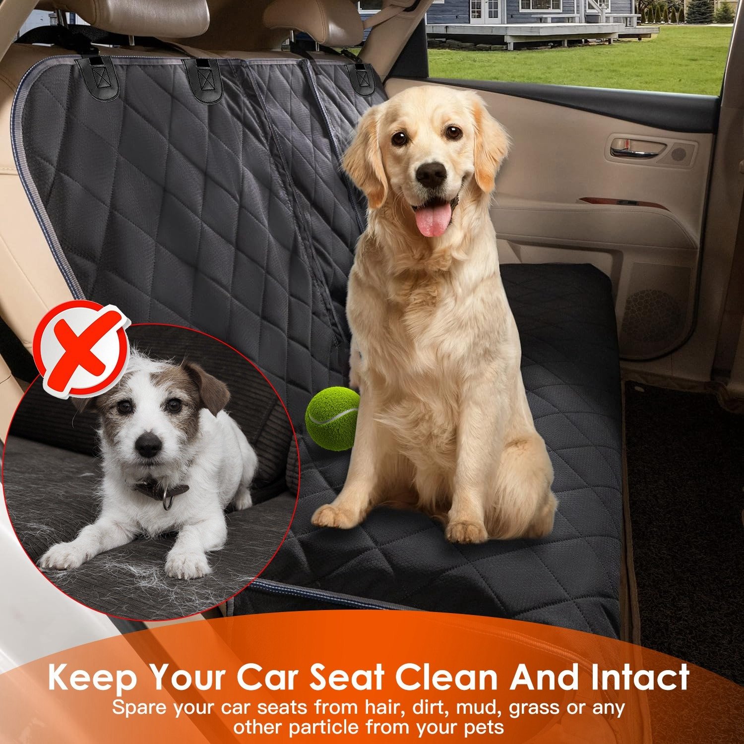 FurryHabit™ Waterproof Dog Car Seat Cover – Scratch-Resistant Back Seat Protector with Safety Belt - Image 8
