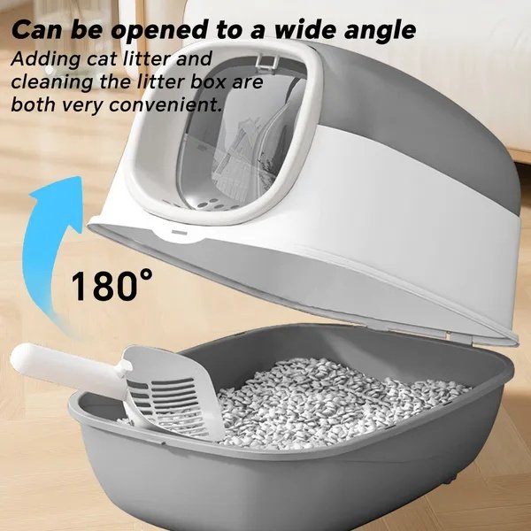 FurryHabit Enclosed Cat Litter Box with Lid | Spacious, Odor-Reducing & Easy-Clean Design - Image 3
