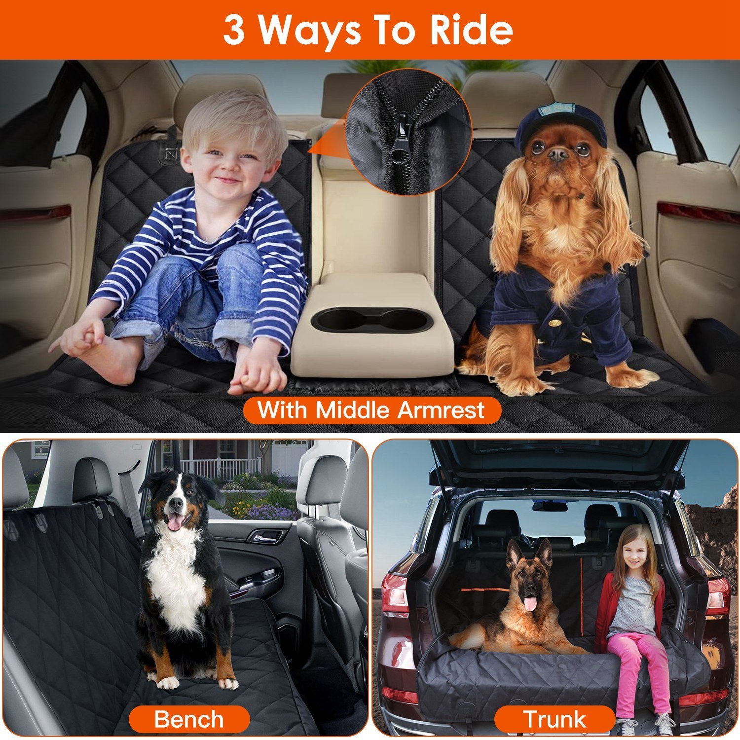 FurryHabit™ Waterproof Dog Car Seat Cover – Scratch-Resistant Back Seat Protector with Safety Belt - Image 3