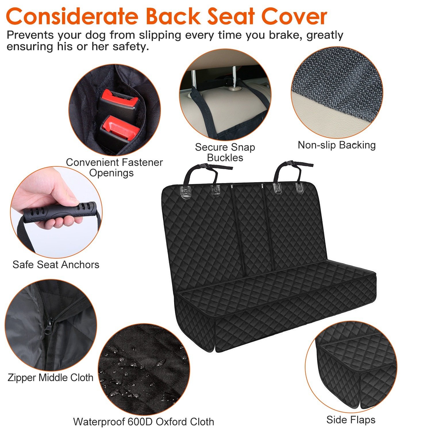 FurryHabit™ Waterproof Dog Car Seat Cover – Scratch-Resistant Back Seat Protector with Safety Belt - Image 6
