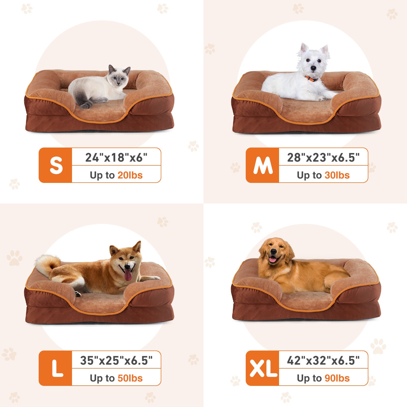 FurryHabit Memory Foam Pet Bed – Orthopedic Washable Bed for Small Dogs & Cats with Waterproof Liner & Non-Slip Base - Image 7