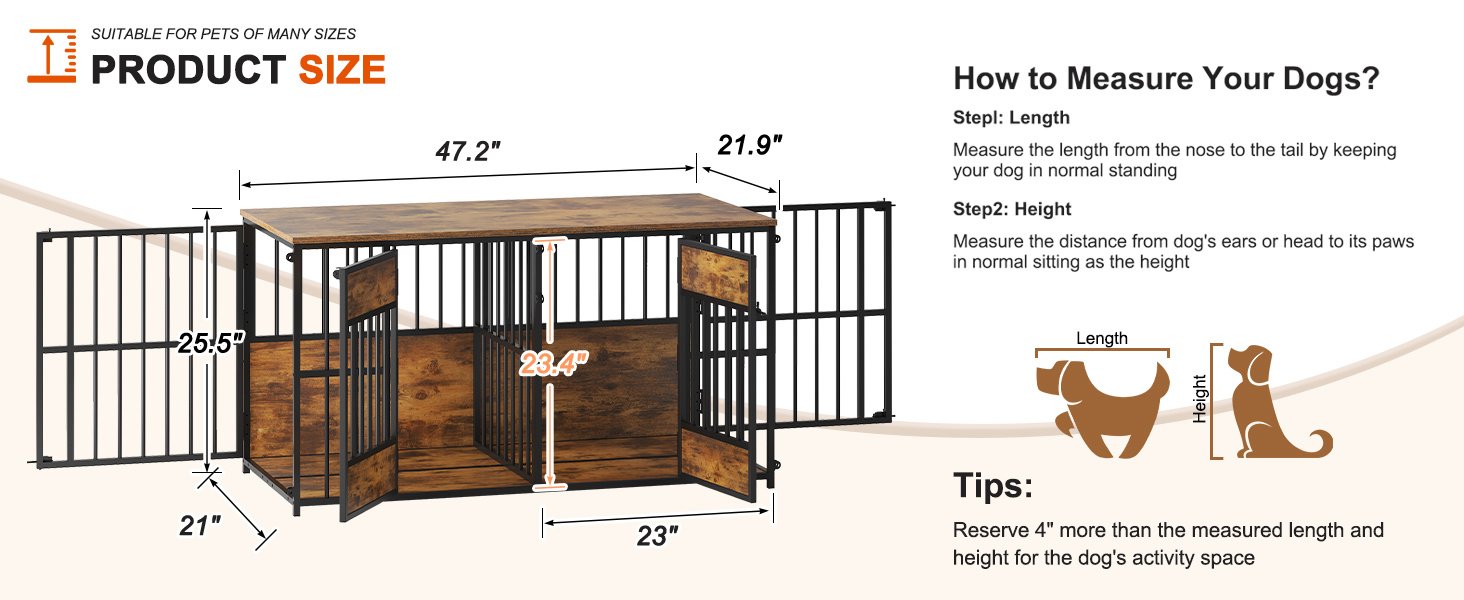 Wooden Dog Crate Furniture, Large Dog Kennel with Storage Top, Indoor Pet Cage - Image 2