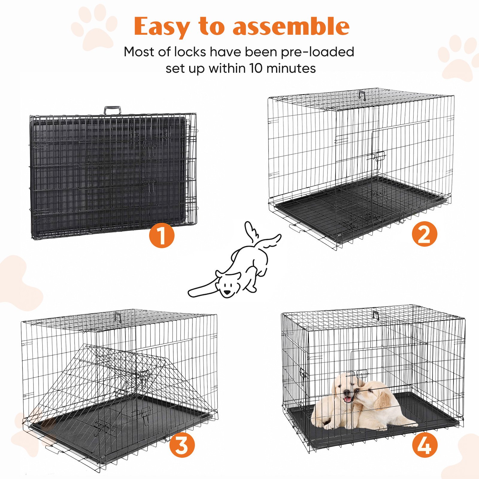 FurryHabit Double Door Dog Crate – Heavy-Duty Indoor Pet Cage for Small, Medium & Large Dogs - Image 5