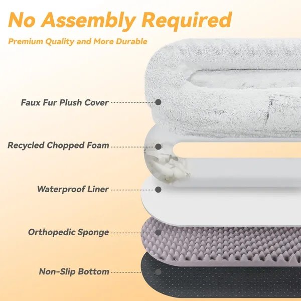 FurryHabit Human Dog Bed – Extra Large Orthopedic Faux Fur Bed for People & Pets with Pillow, Blanket & Carry Strap - Image 4