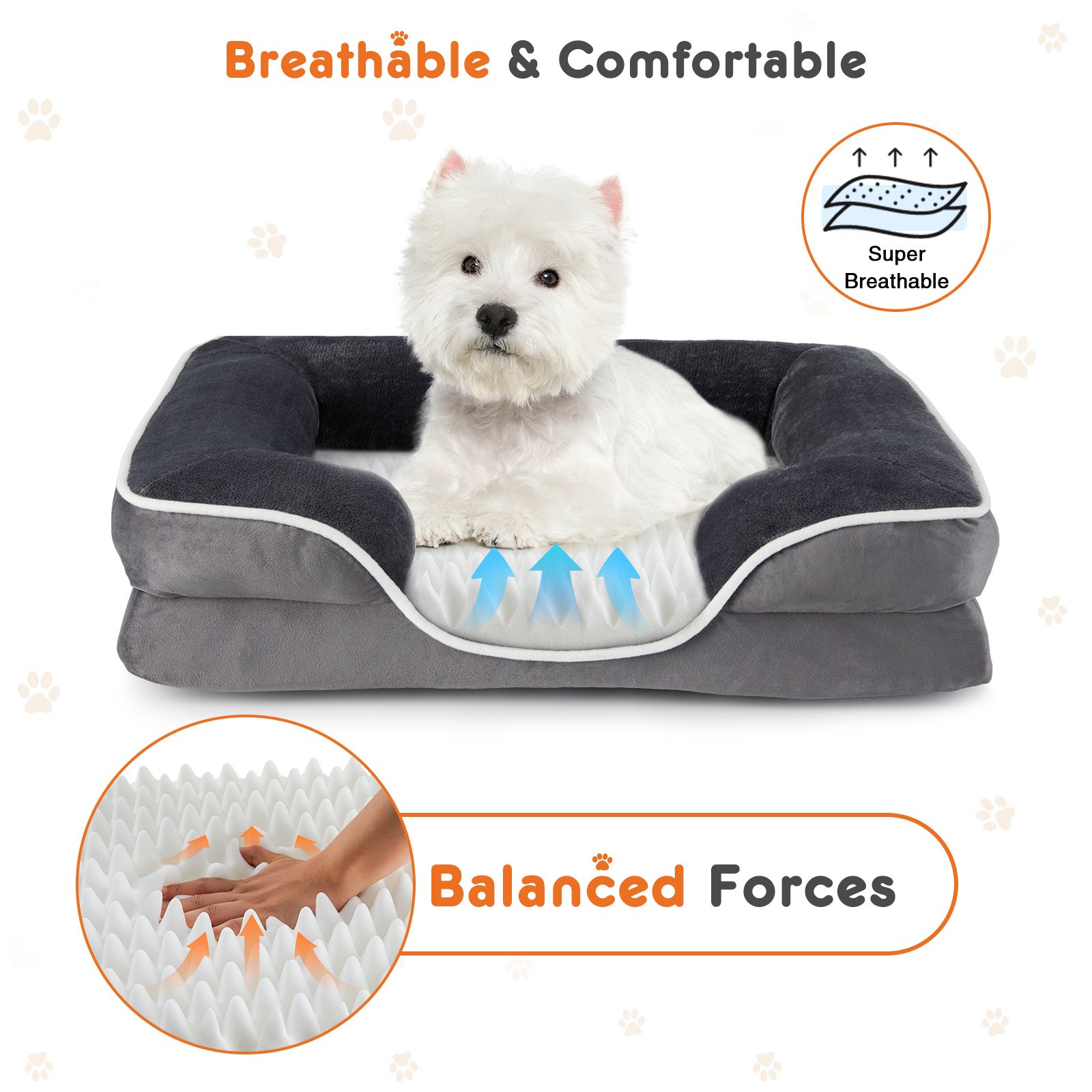 FurryHabit Memory Foam Pet Bed – Orthopedic Washable Bed for Small Dogs & Cats with Waterproof Liner & Non-Slip Base - Image 5