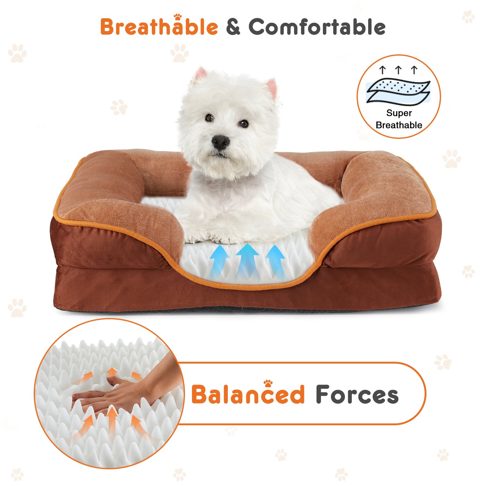 FurryHabit Memory Foam Pet Bed – Orthopedic Washable Bed for Small Dogs & Cats with Waterproof Liner & Non-Slip Base - Image 4