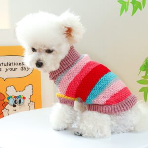 FurryHabit Colorful Striped Pet Sweater – Soft & Cozy Knit Sweater for Dogs & Cats