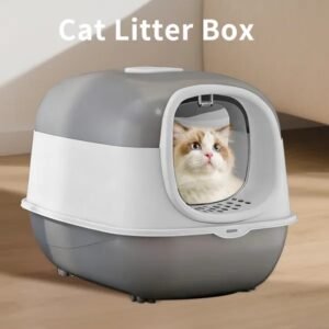 FurryHabit Enclosed Cat Litter Box with Lid | Spacious, Odor-Reducing & Easy-Clean Design