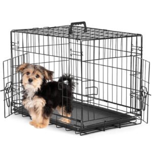 FurryHabit Double Door Dog Crate – Heavy-Duty Indoor Pet Cage for Small, Medium & Large Dogs