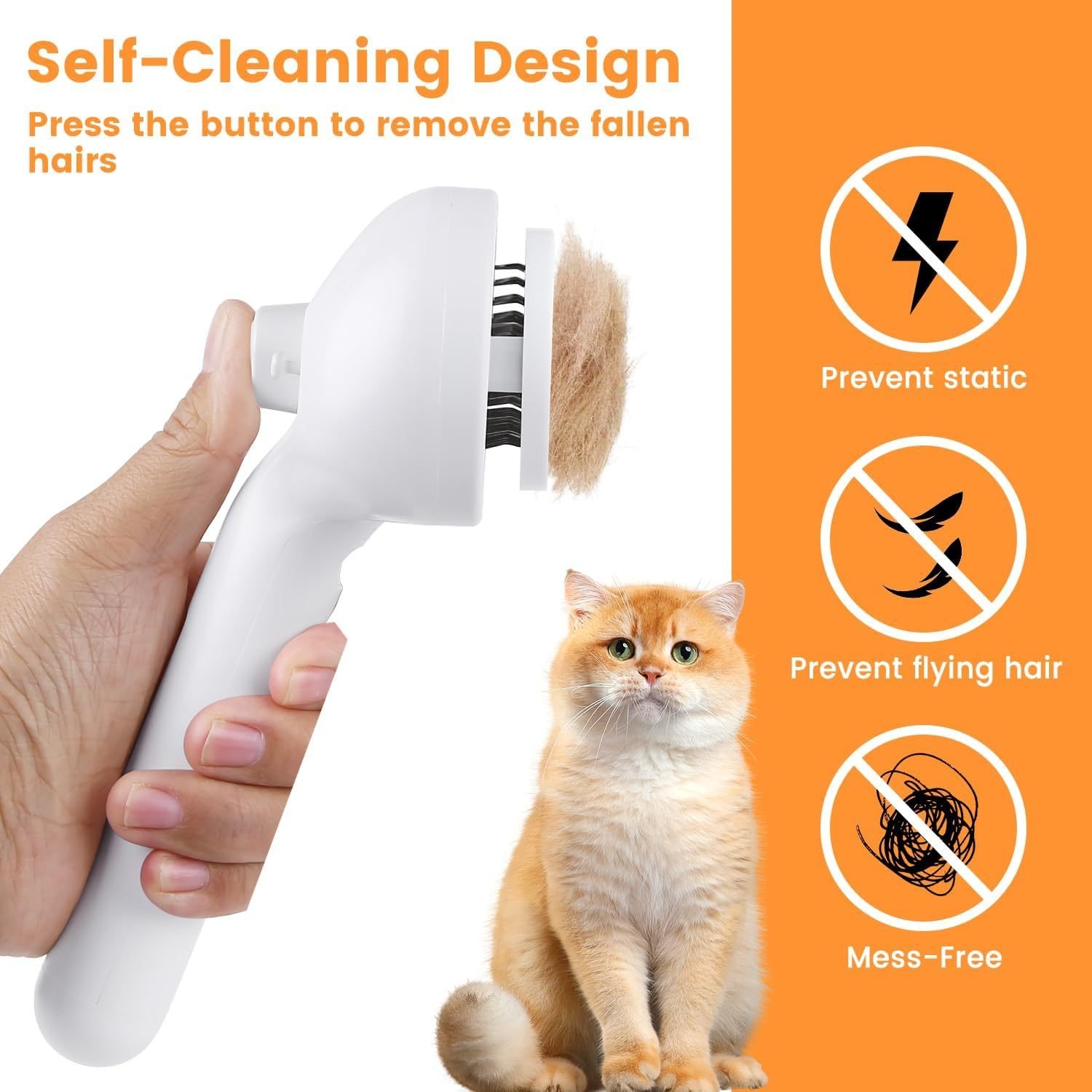 FurryHabit 3-in-1 Steam Pet Grooming Brush – Water Mist Deshedding Brush for Cats & Dogs with Self-Cleaning Release Button - Image 6