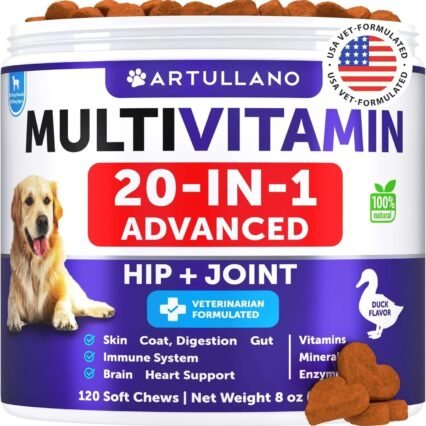 FurryHabit™ 20-in-1 Dog Multivitamin Chews – Glucosamine Joint Support, Immunity, Gut & Skin Health (120 Count)