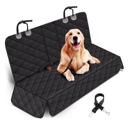 FurryHabit™ Waterproof Dog Car Seat Cover – Scratch-Resistant Back Seat Protector with Safety Belt